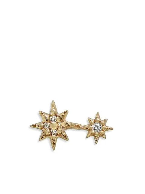Anzie arete Aztec North Star Double en oro amarillo de 14kt con diamantes