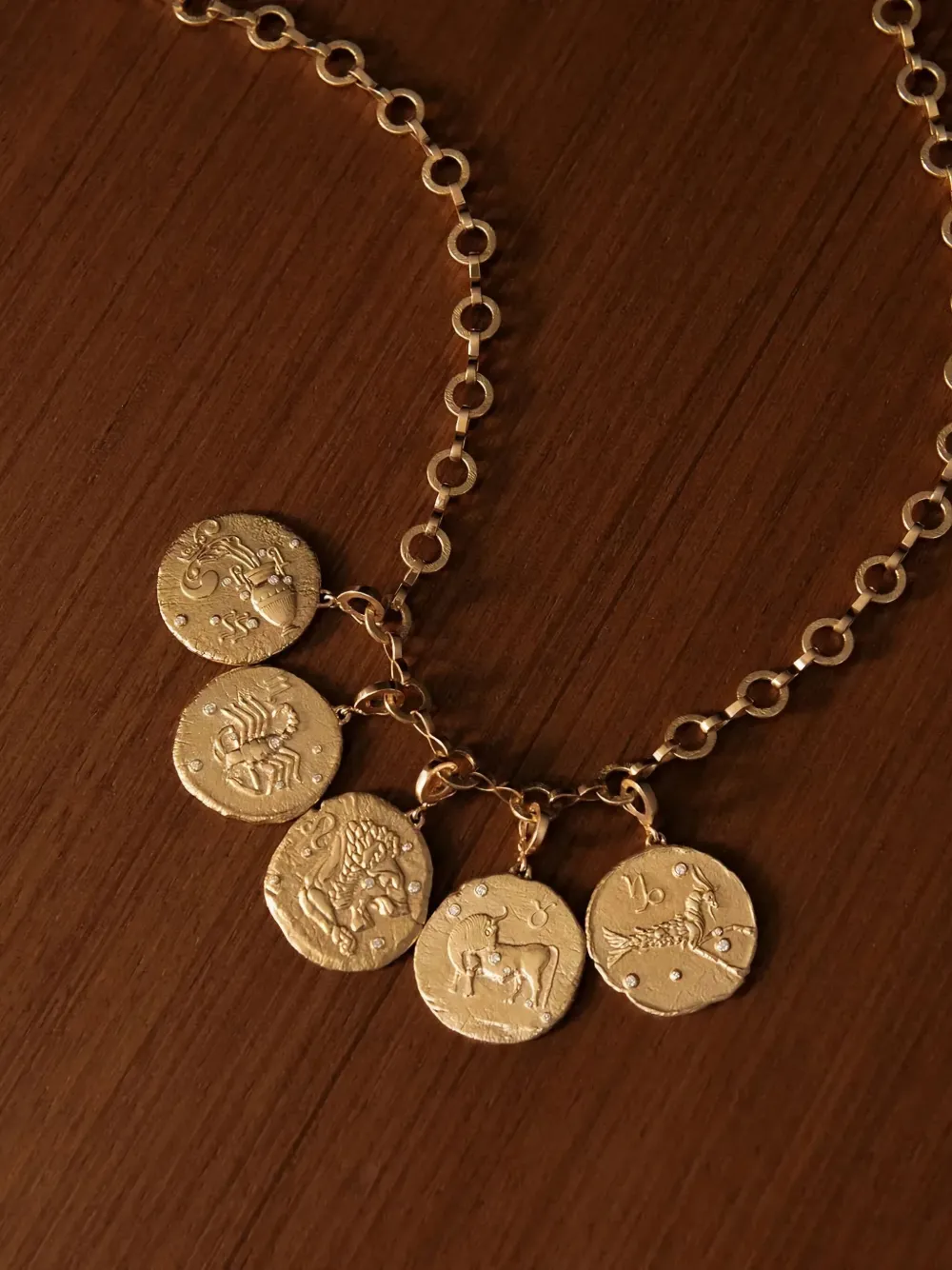 Azlee 18kt Yellow Gold Of The Stars Scorpio Pendant Necklace In Brown