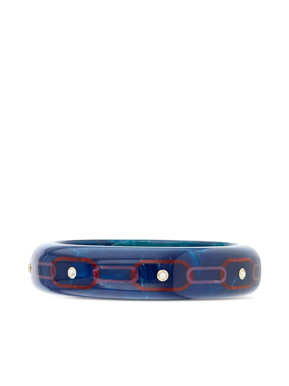 Mark Davis 18k Yellow Gold White Topaz Blue Bakelite Bangle In Blue