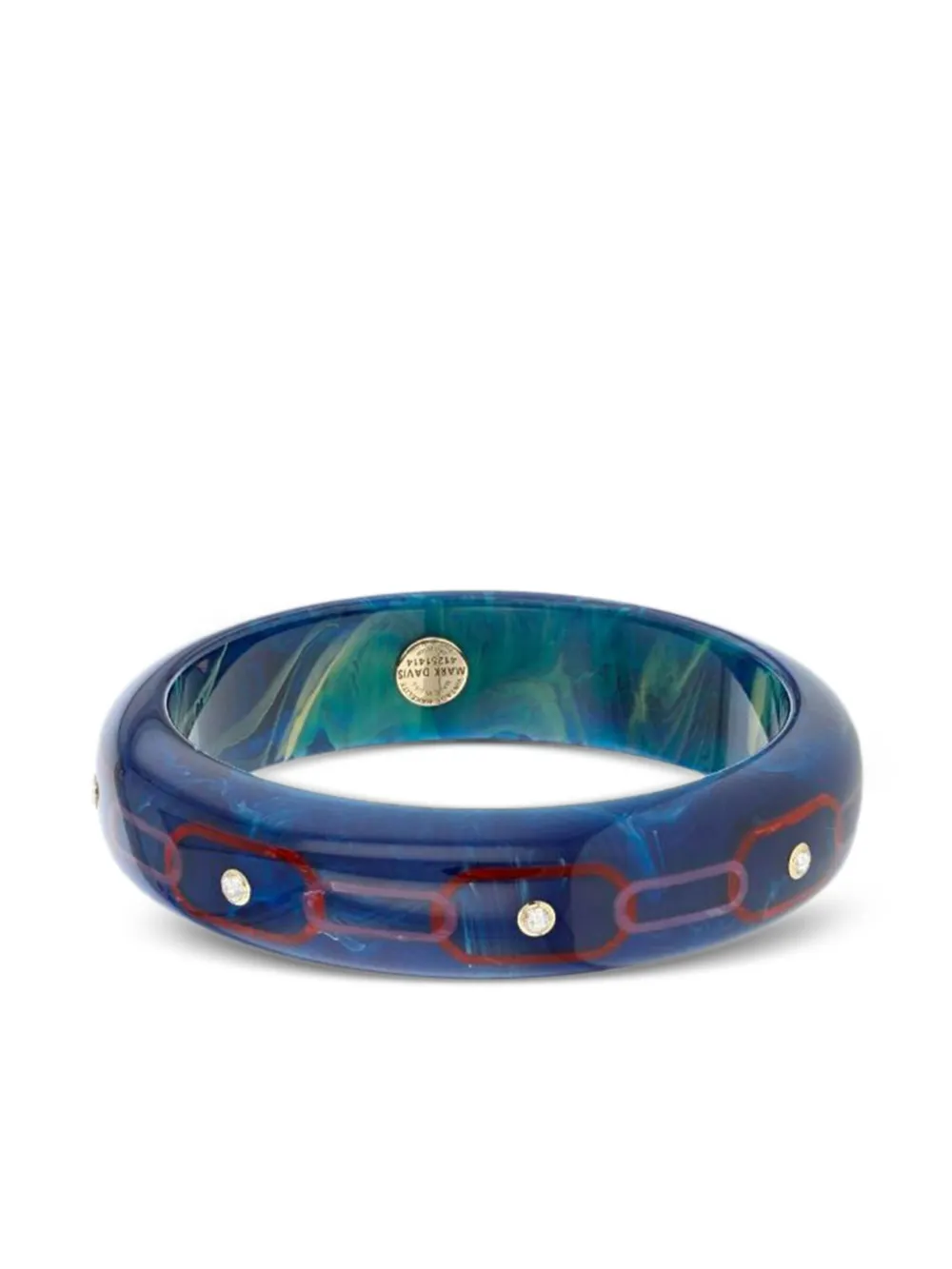 Mark Davis 18k Yellow Gold White Topaz Blue Bakelite Bangle In Blue