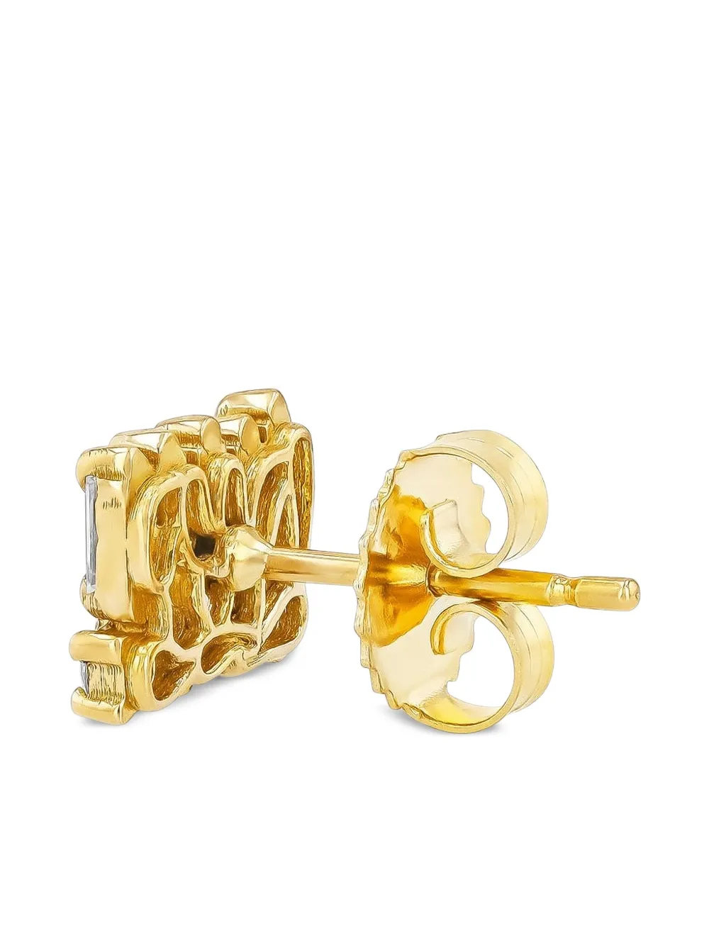 Suzanne Kalan 18k Yellow Gold Short Stacked Mixed Diamond Stud Earrings In Metallic
