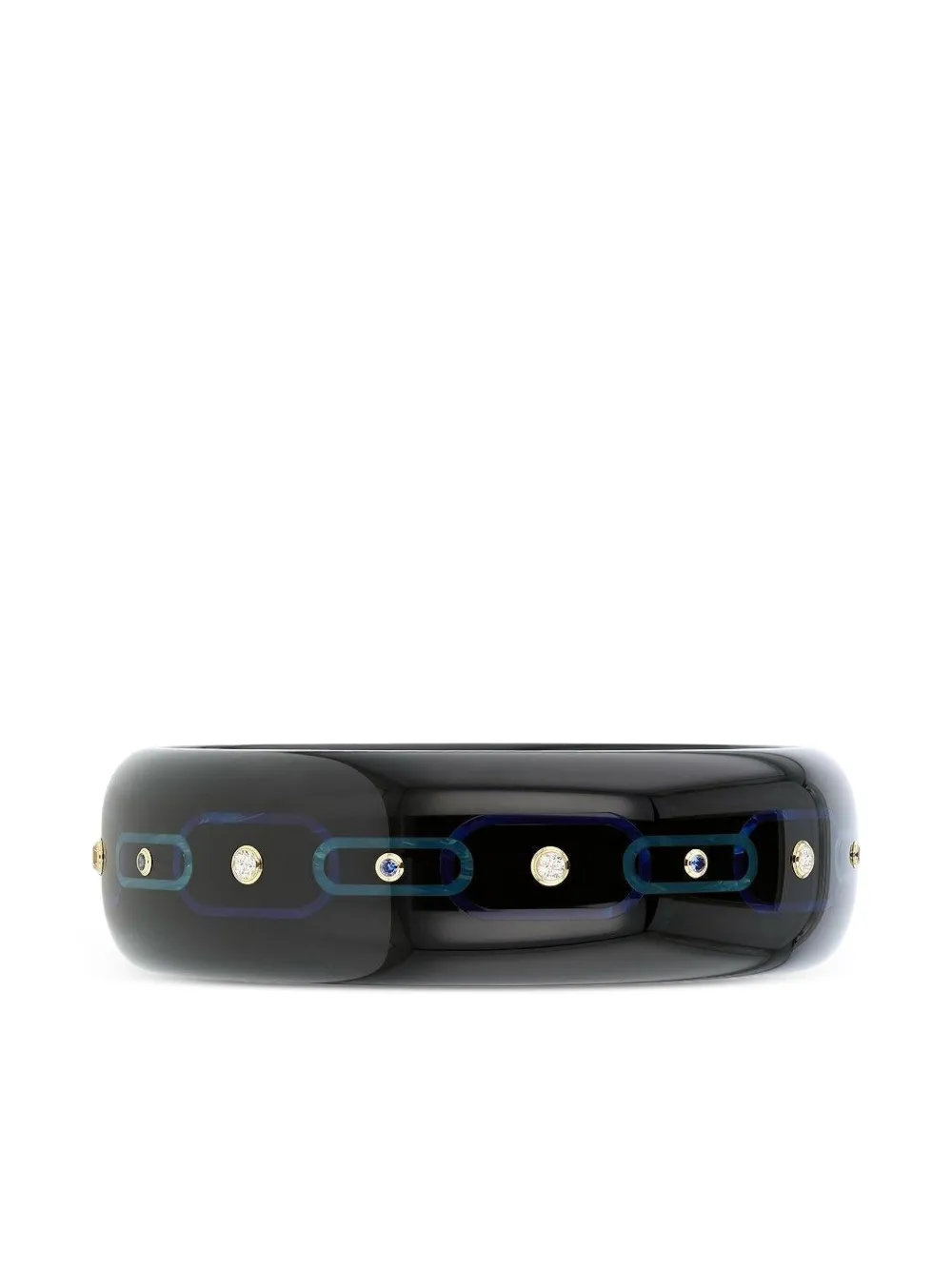 Mark Davis 18k Yellow Gold Sapphire Bakelite Bangle In Brown