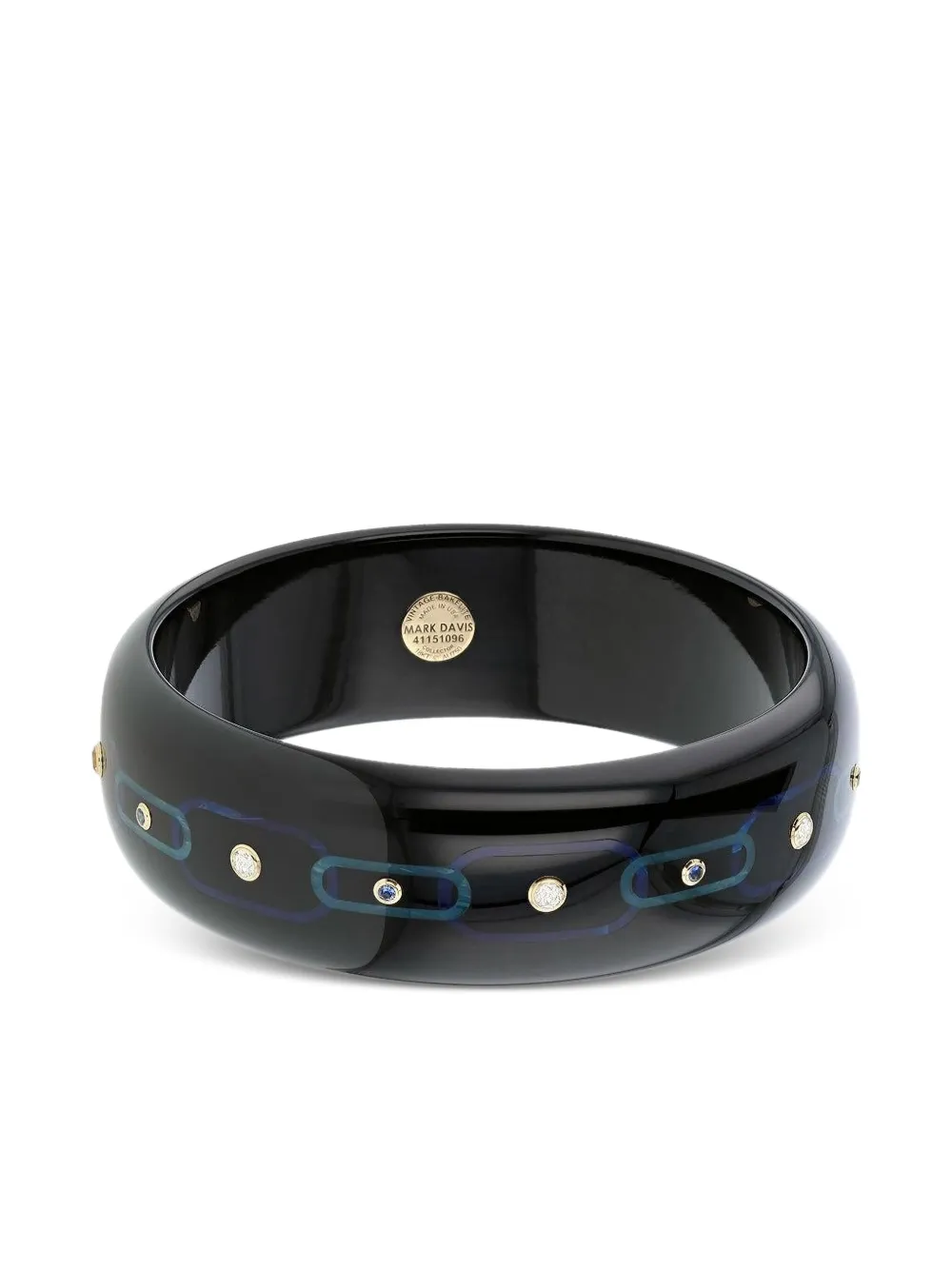 Mark Davis 18k Yellow Gold Sapphire Bakelite Bangle In Brown