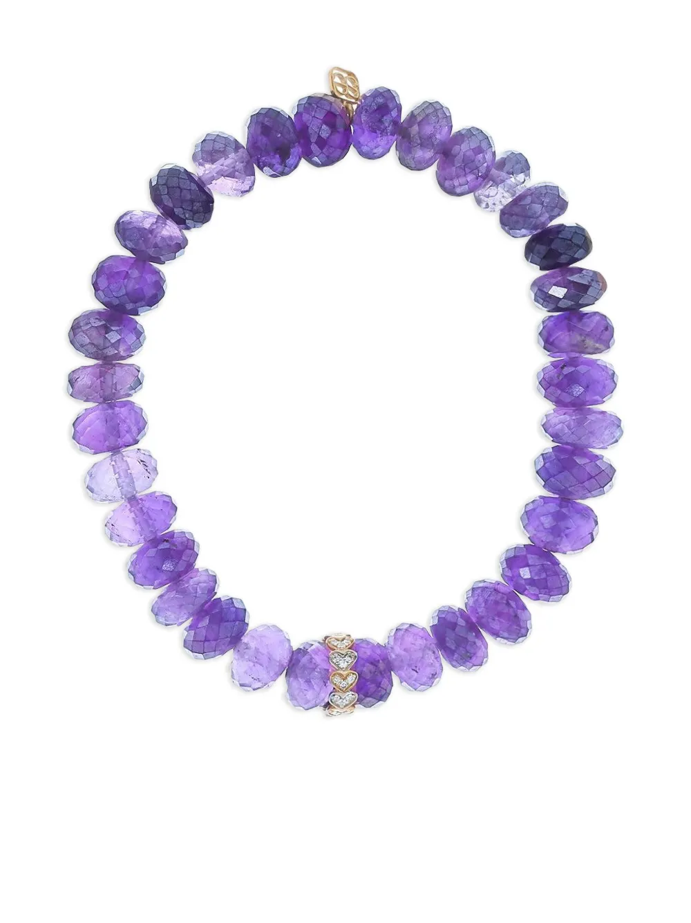 Sydney Evan 14k Yellow Gold Eternity Heart Amethyst And Diamond Bracelet