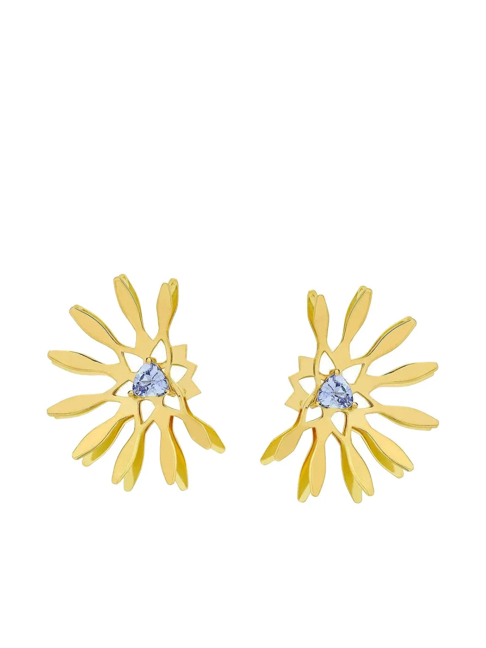 Carol Kauffmann 18k Yellow Gold Mandala Tanzanite Earrings In Gold