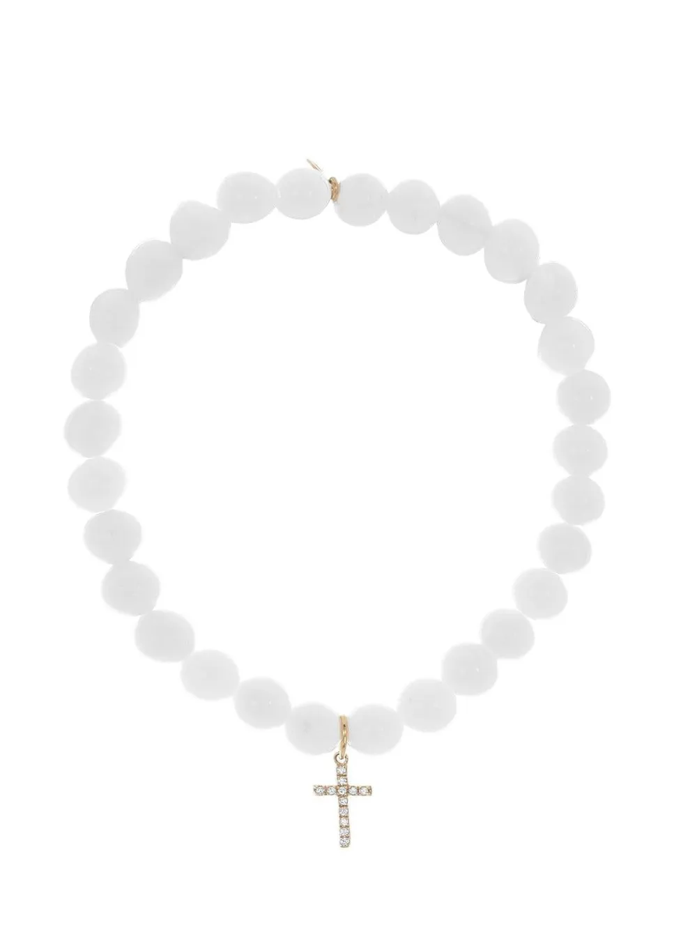 Sydney Evan Bracciale Small Cross Clam in oro giallo 14 carati con diamanti