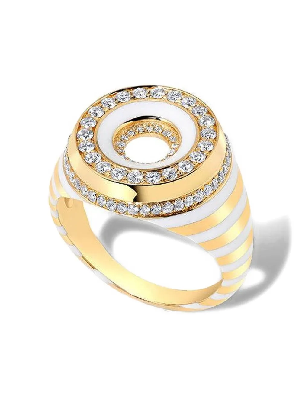 State Property 18k Yellow Gold Akita Diamond Ring In Brown