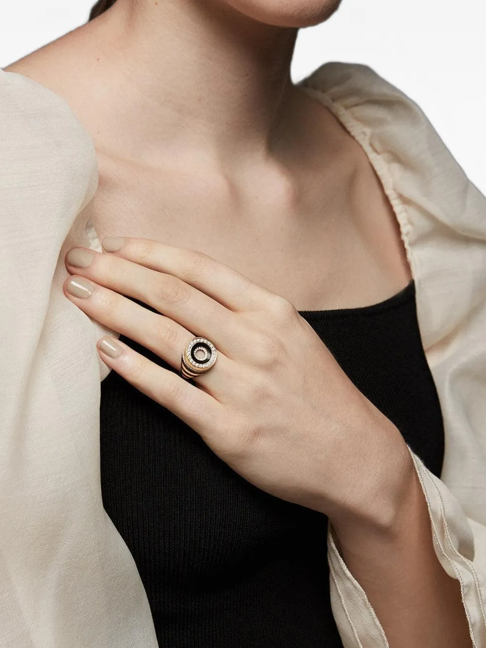 State Property 18k Yellow Gold Akita Diamond Ring In Brown