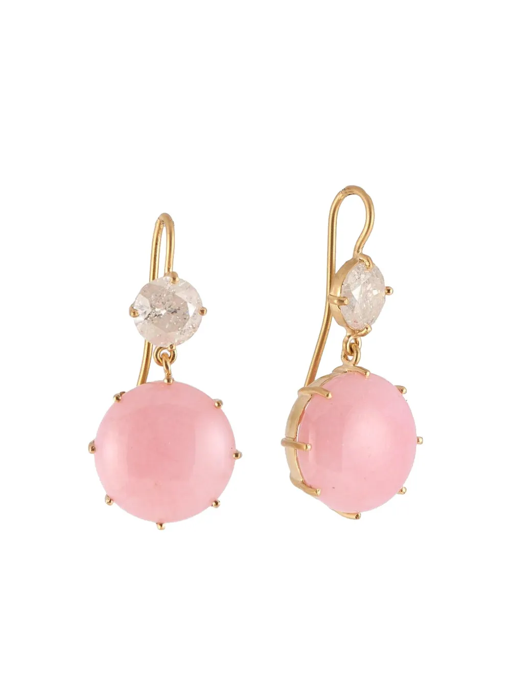 Sylva & Cie Orecchini Icy in oro giallo 18 carati con diamanti e opale