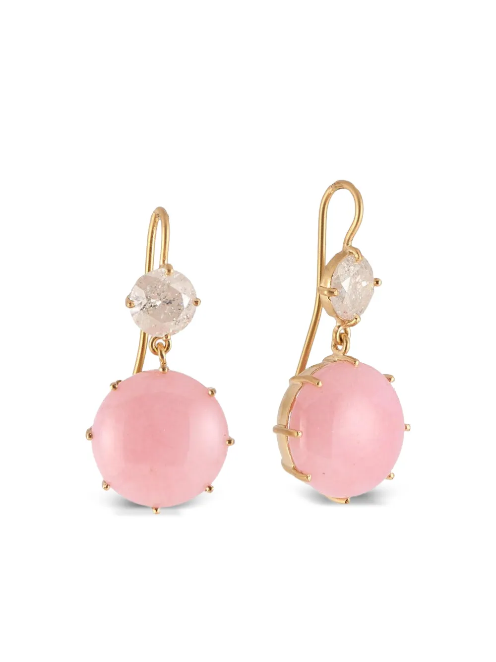 Sylva & Cie Orecchini Icy in oro giallo 18 carati con diamanti e opale