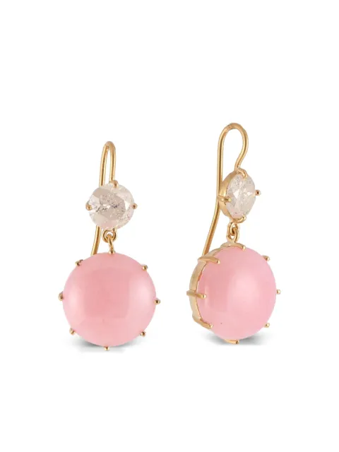 Sylva & Cie 18K yellow gold Icy diamond and opal earrings