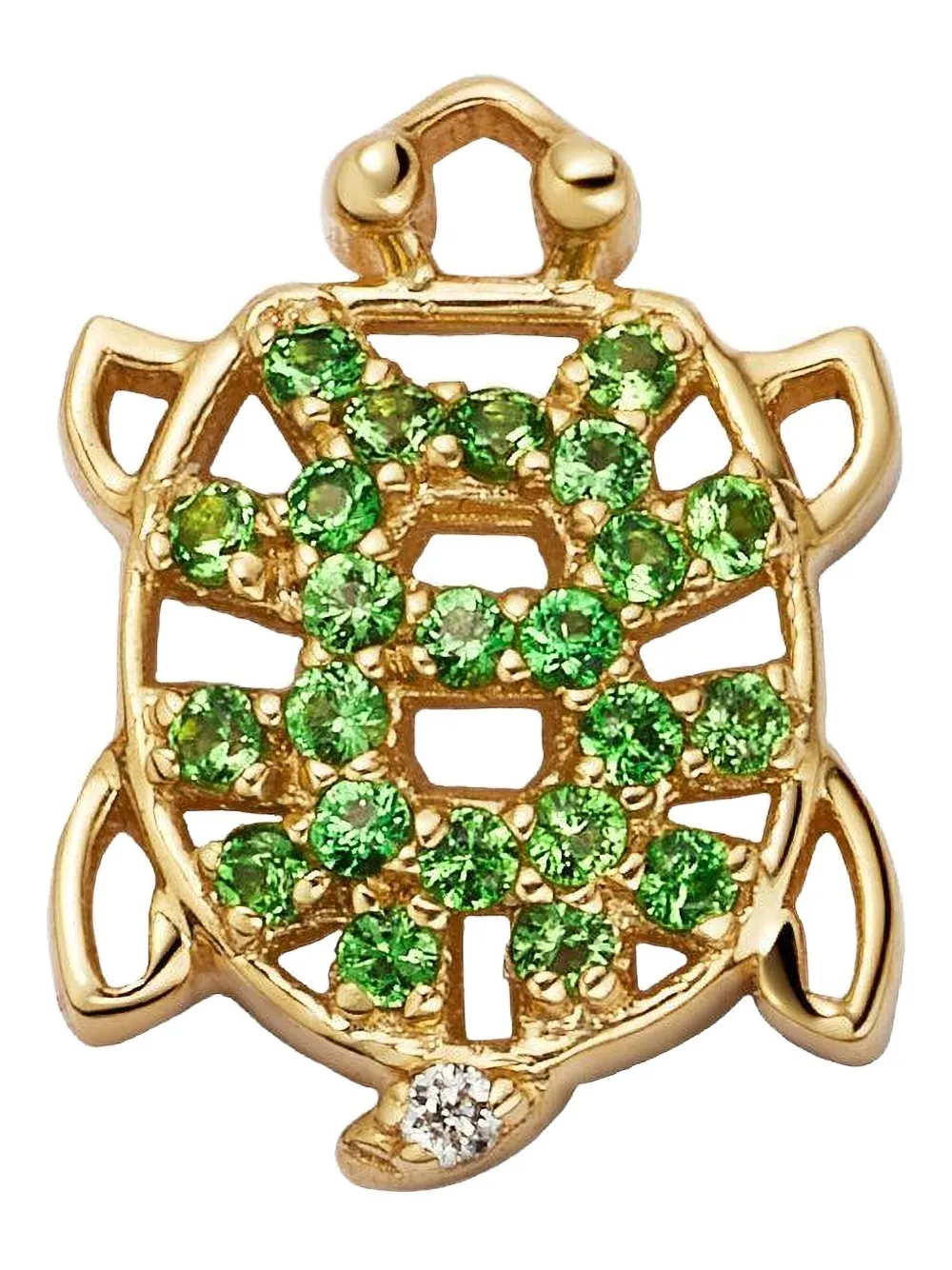 Loquet 18k Yellow Gold Turtle Diamond And Tsavorite Charm In Gold