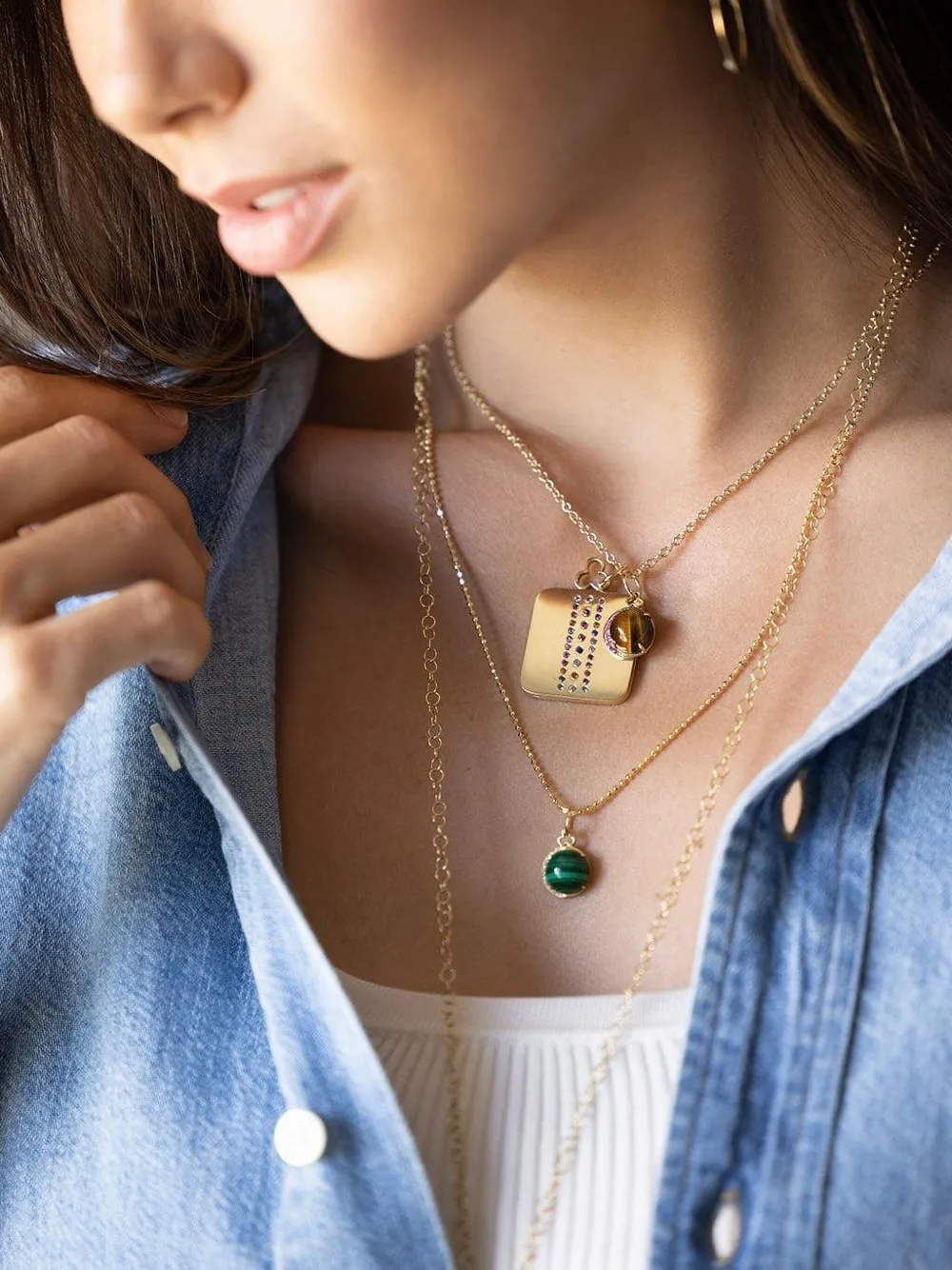 Devon Woodhill 18k Yellow Gold Malachite Moon Charm Necklace In Gold
