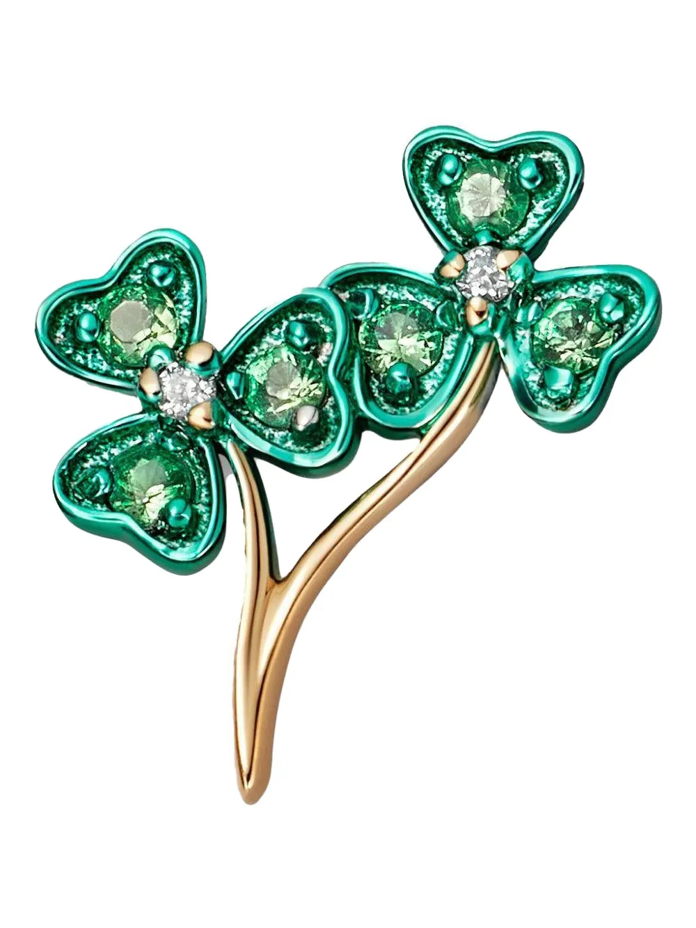 Loquet 18kt Yellow Gold Shamrock Pendant Necklace In Green