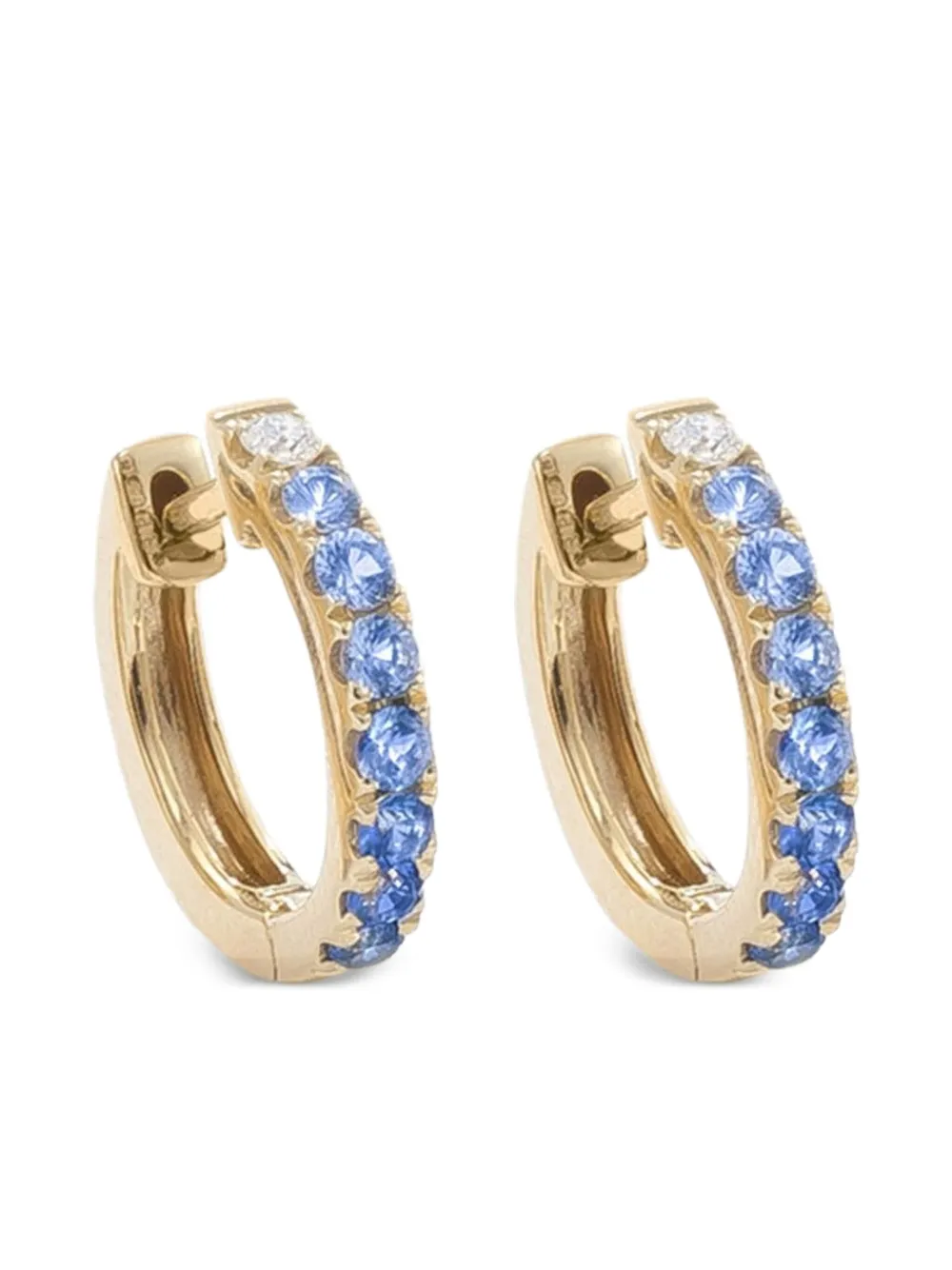 Robinson Pelham 14k Yellow Gold Blue Sapphire And Diamond Hoop Earrings In Gold