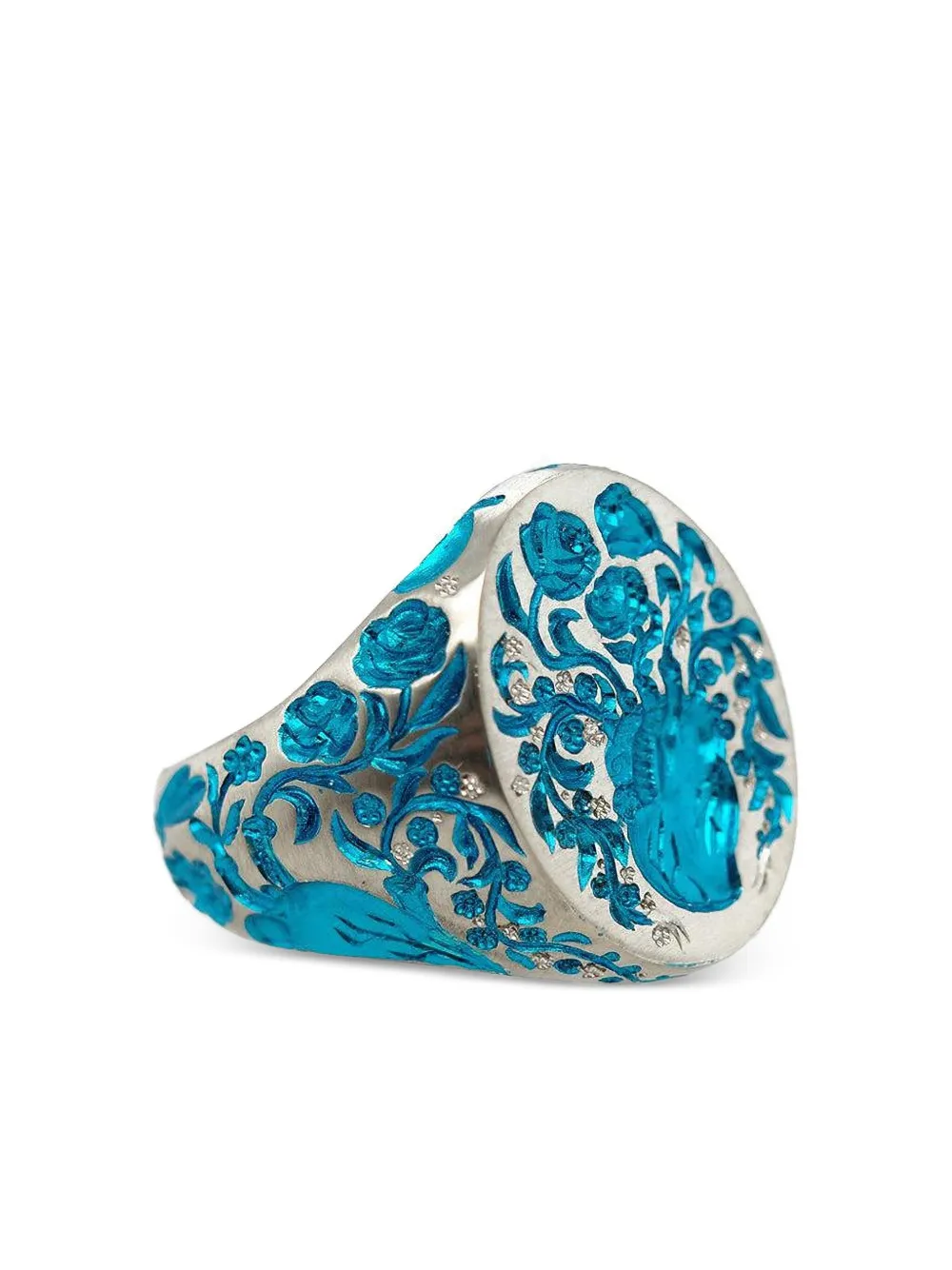 Castro Smith 9k Yellow Gold Heart Classic Signet Ring In Blue