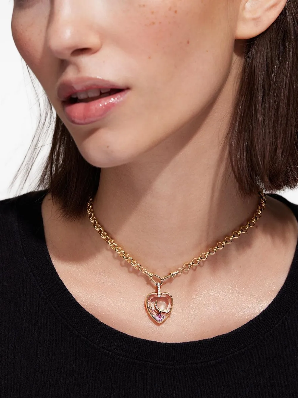 Loquet 18kt Yellow Gold Crescent Moon Diamond Necklace In Gold
