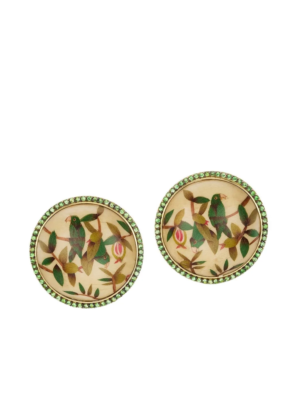 SILVIA FURMANOVICH Orecchini Marquetry Birds in oro giallo 18 carati