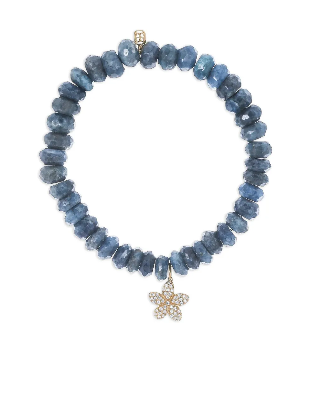 Sydney Evan 14k Yellow Gold Plumeria Chrysocolla And Diamond Bracelet In Blue