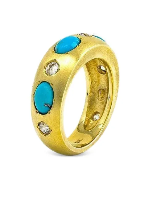 Jenna Blake anillo en oro amarillo de 18kt con diamantes y turquesa