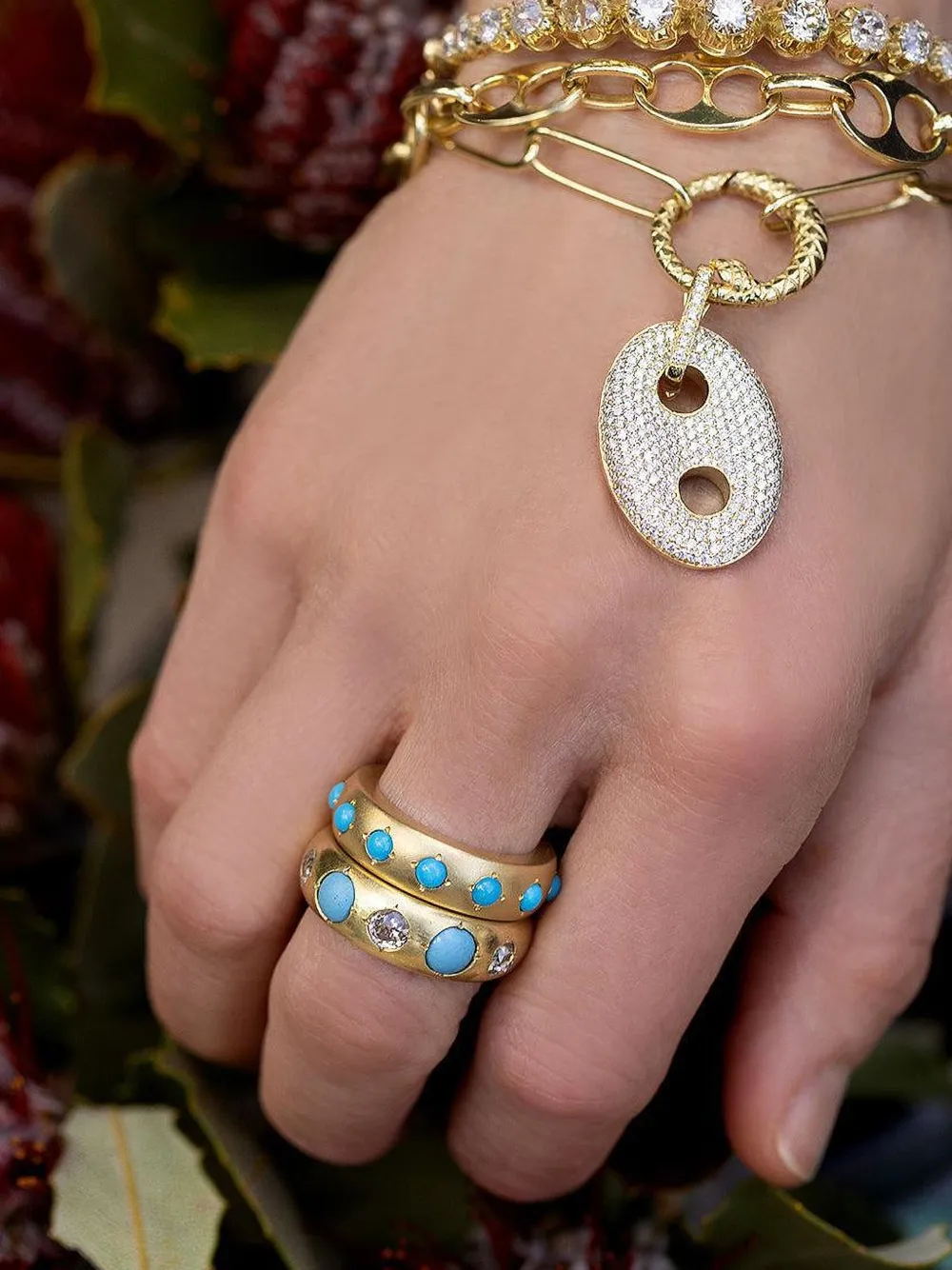 Jenna Blake 18k Yellow Gold Turquoise And Diamond Ring In Gold