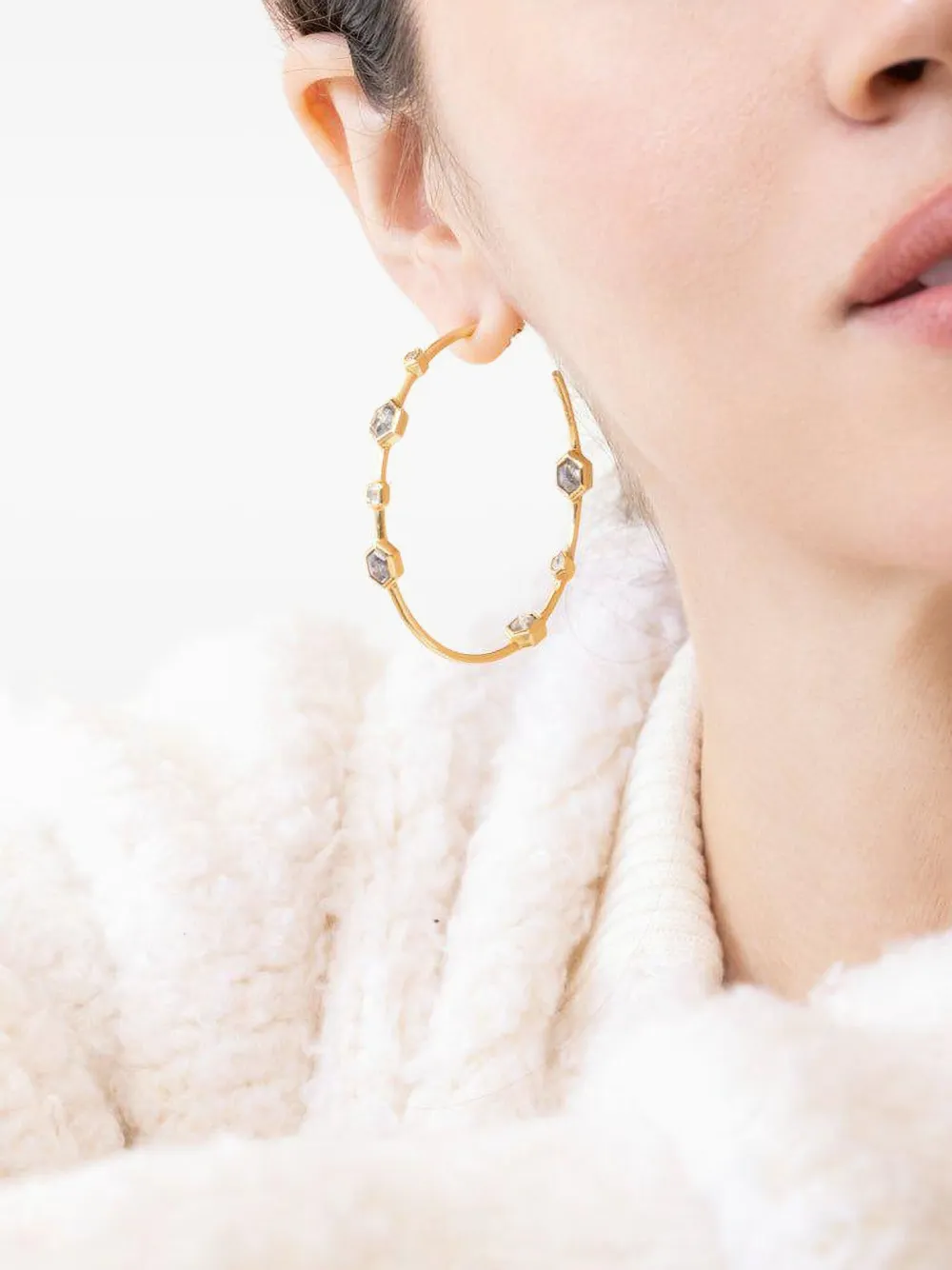 Nimo With Love 18k Yellow Gold Diamond Hoop Earrings In Gold