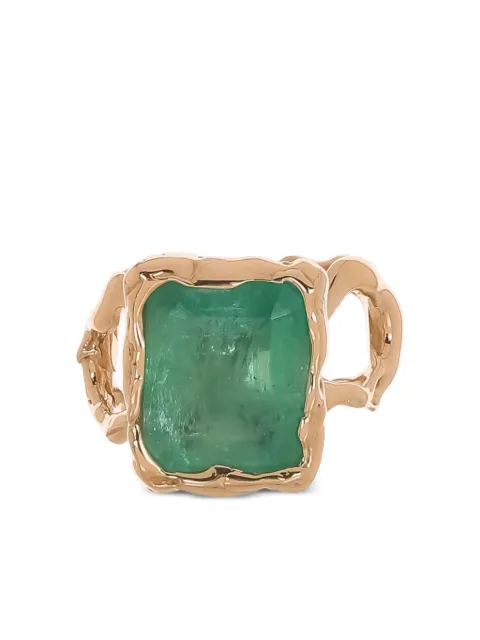 LUCIFER VIR HONESTUS 18K rose gold Reticolo emerald ring