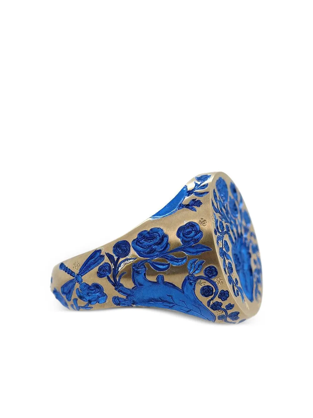 Castro Smith 9k Yellow Gold Heart Signet Ring In Blue