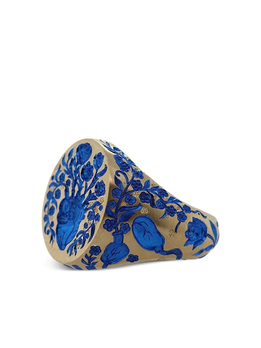 Castro Smith 9k Yellow Gold Heart Signet Ring In Blue
