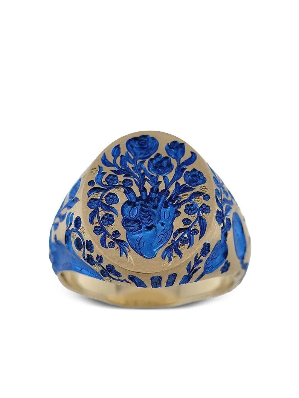 Castro Smith 9k Yellow Gold Heart Signet Ring In Blue