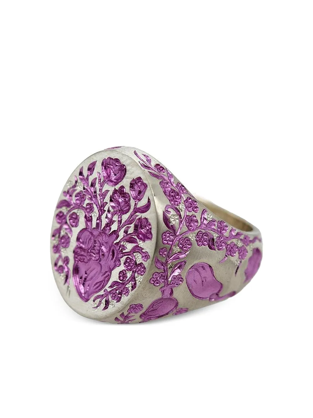 Castro Smith 9k White Gold Heavy Heart Signet Ring In Metallic