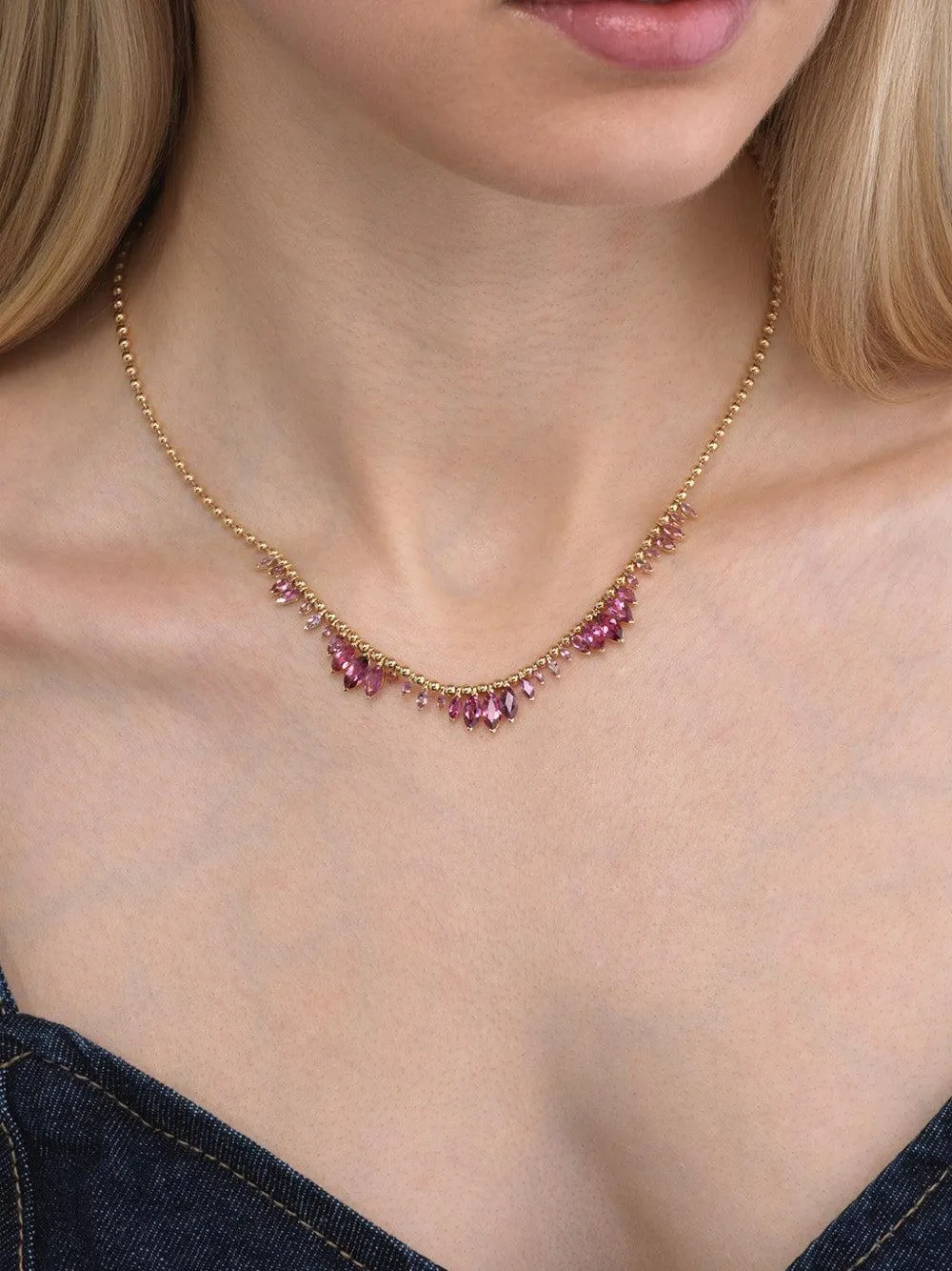 18k Yellow Gold Pink Tourmaline Arashi Necklace
