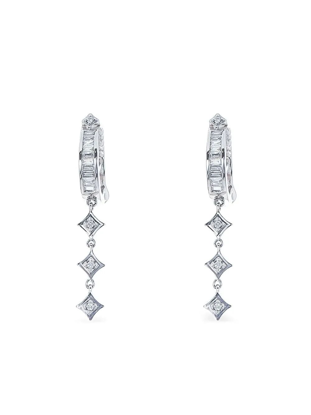 Loree Rodkin 14k White Gold Tiny Triple Gothic Point Diamond Hoop Earrings In Metallic