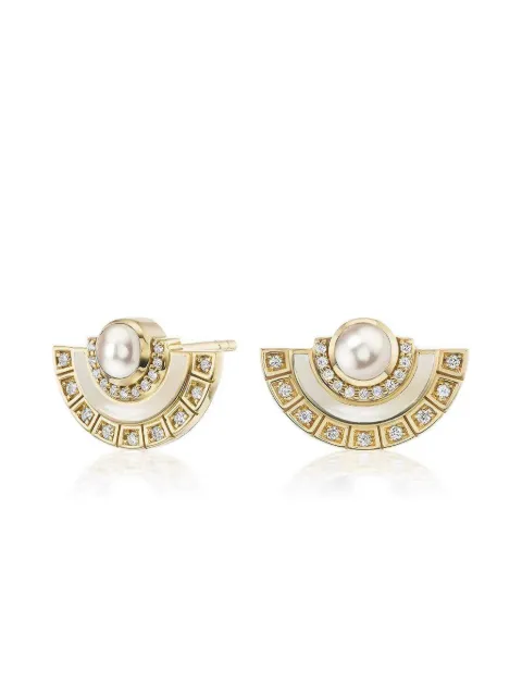 Sorellina 18K yellow gold Alba diamond and pearl earrings