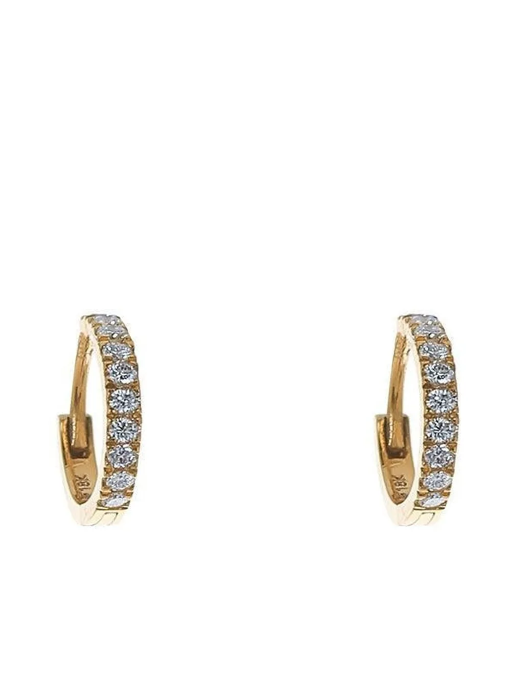 64 Facets 18k Yellow Gold Linear Huggie Diamond Earrings In Gold