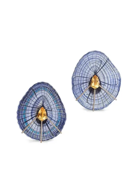 SILVIA FURMANOVICH 18K yellow gold Horse Mane diamond and citrine earrings