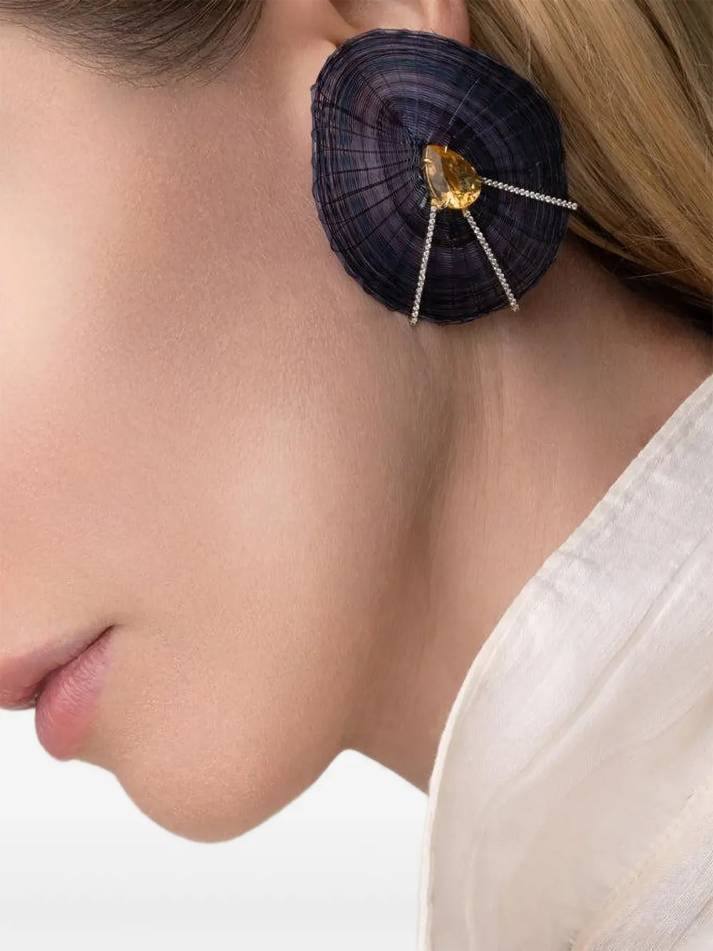 Silvia Furmanovich 18k Yellow Gold Horse Mane Diamond And Citrine Earrings In Blue