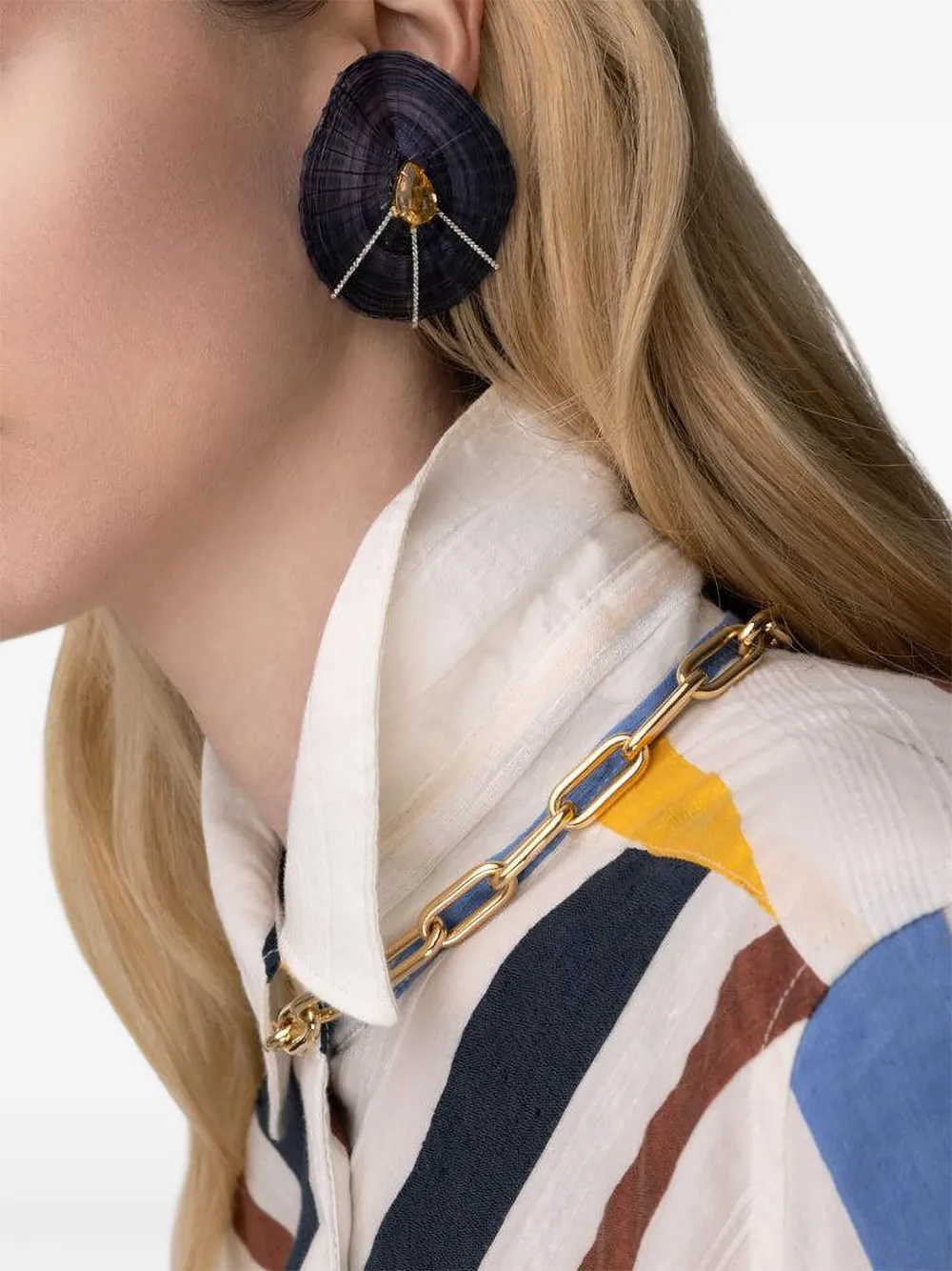 Silvia Furmanovich 18k Yellow Gold Horse Mane Diamond And Citrine Earrings In Blue