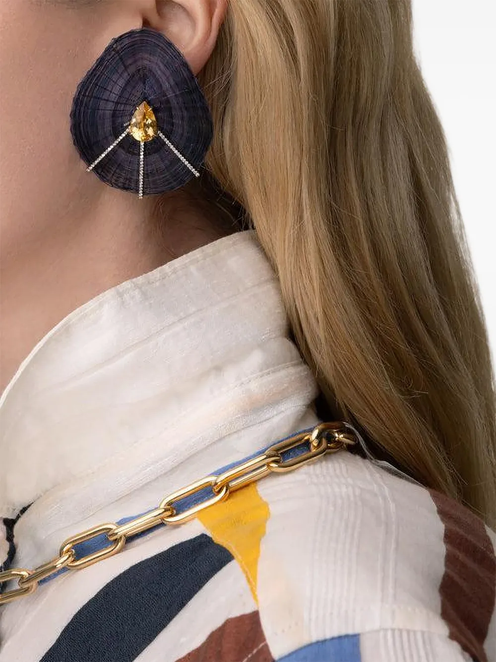 Silvia Furmanovich 18k Yellow Gold Horse Mane Diamond And Citrine Earrings In Blue