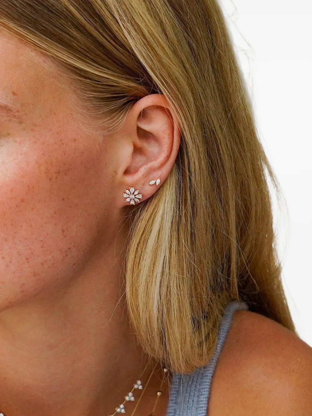 Dana Rebecca Designs 14kt witgouden Alexa Jordyn oorbellen met diamant - Zilver