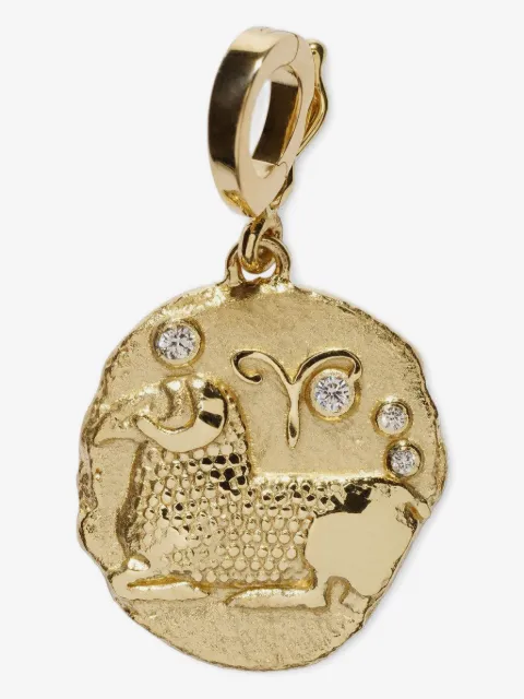 Azlee 18K yellow gold Of The Stars Aries diamond pendant
