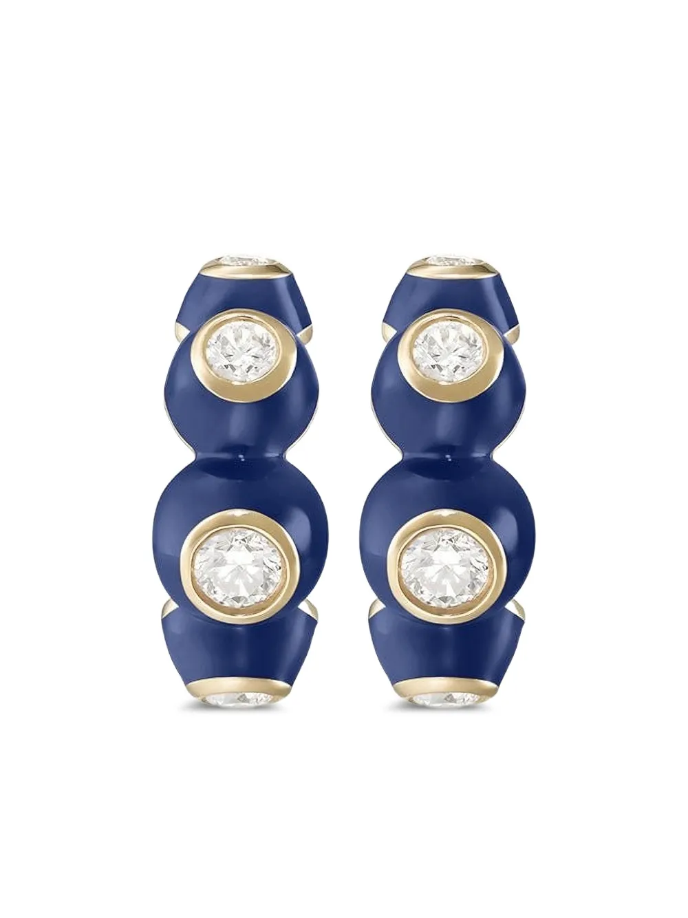 Melissa Kaye Orecchini a cerchio in oro giallo con diamanti e smalto