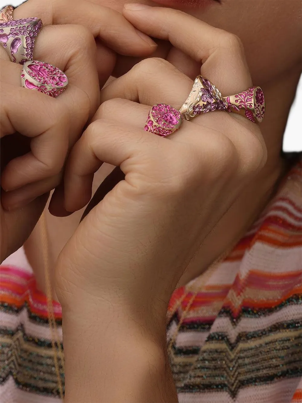 Castro Smith 9k Yellow Gold Heavy Heart Pink Signet Ring In Brown