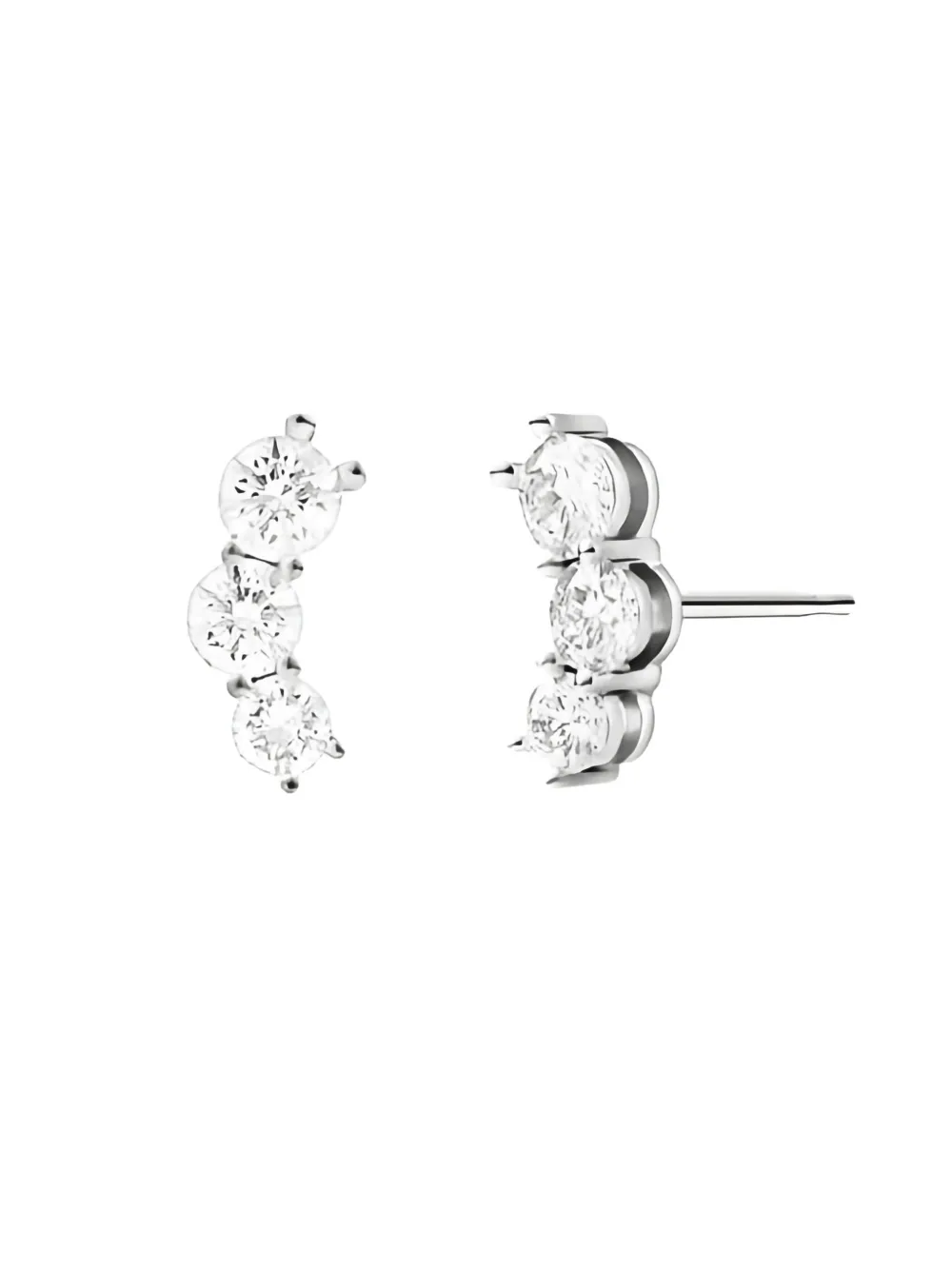 Melissa Kaye 18K White Gold Aria Diamond Earrings in Silver, view 2