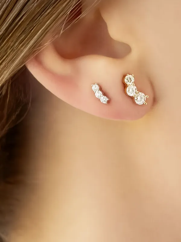 Melissa Kaye 18K White Gold Aria Diamond Earrings in Silver