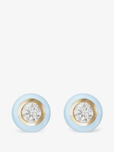 Melissa Kaye Yellow Gold Diamond Enamel Earrings