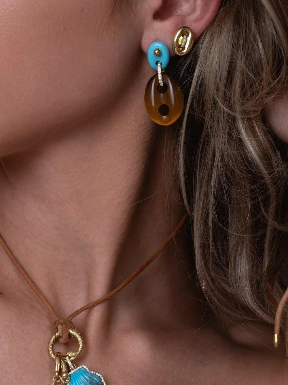 Jenna Blake 18k Yellow Gold Mariner Diamond Earrings In Multi
