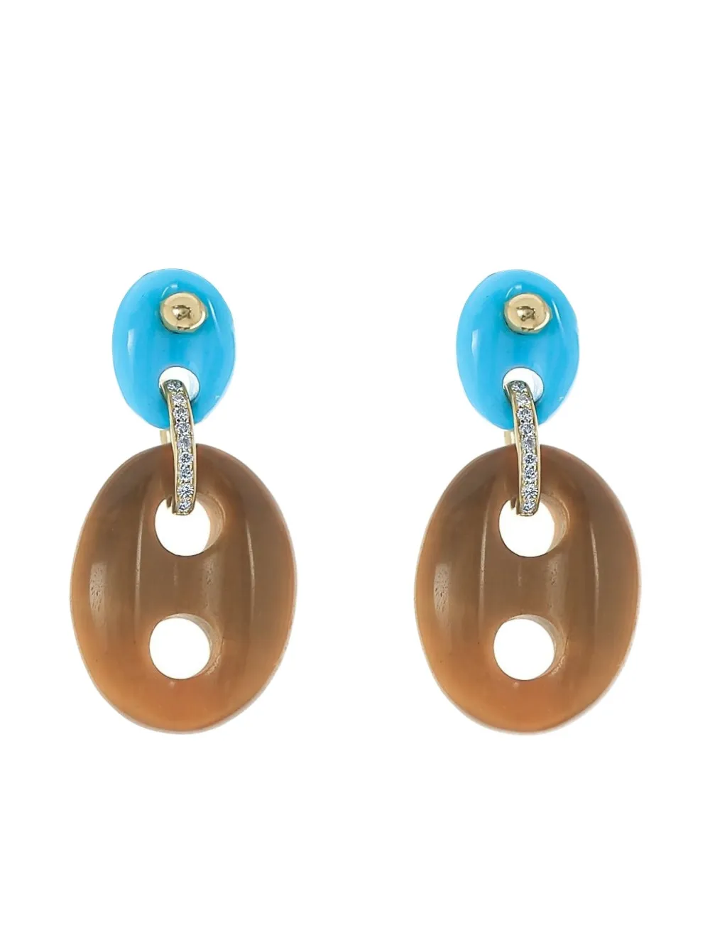 Jenna Blake 18k Yellow Gold Mariner Diamond Earrings In Multi