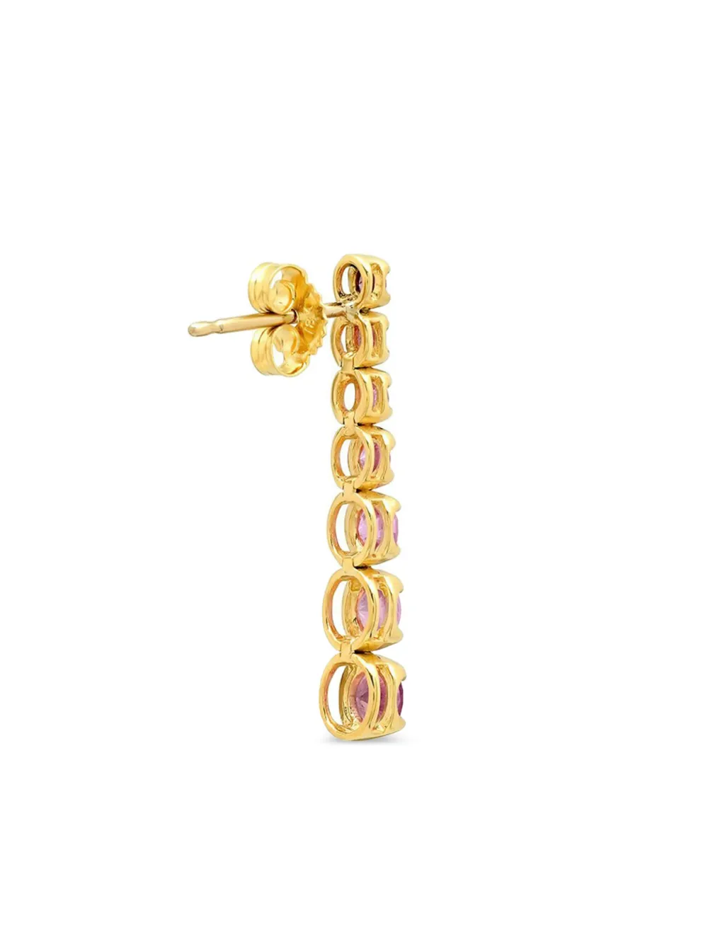 Jennifer Meyer 18K Yellow Gold Graduated Pink Sapphire Tennis Stud Earrings, view 3