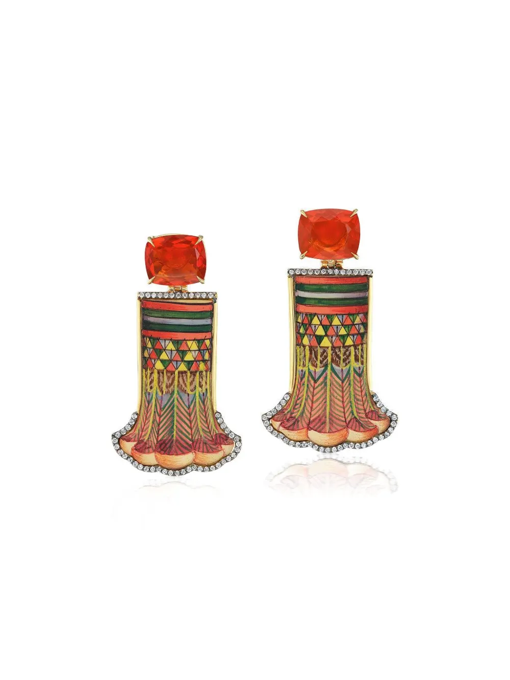 SILVIA FURMANOVICH Orecchini Egyptian Column in oro giallo 18 carati con opale e diamanti